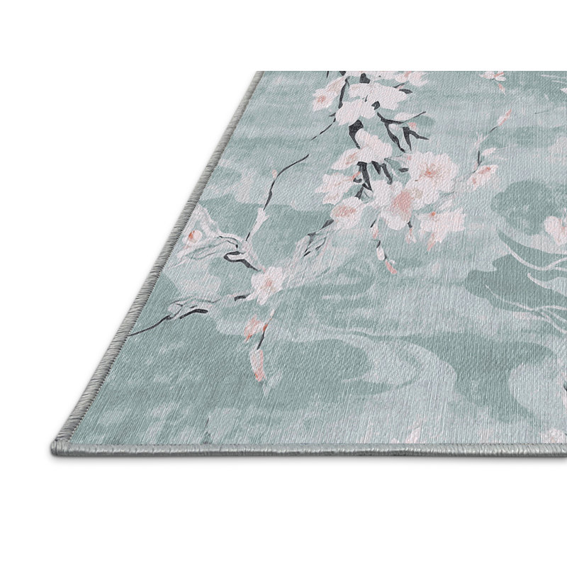 Machine Washable Blue Area Rug, Rectangle 2' x 3'