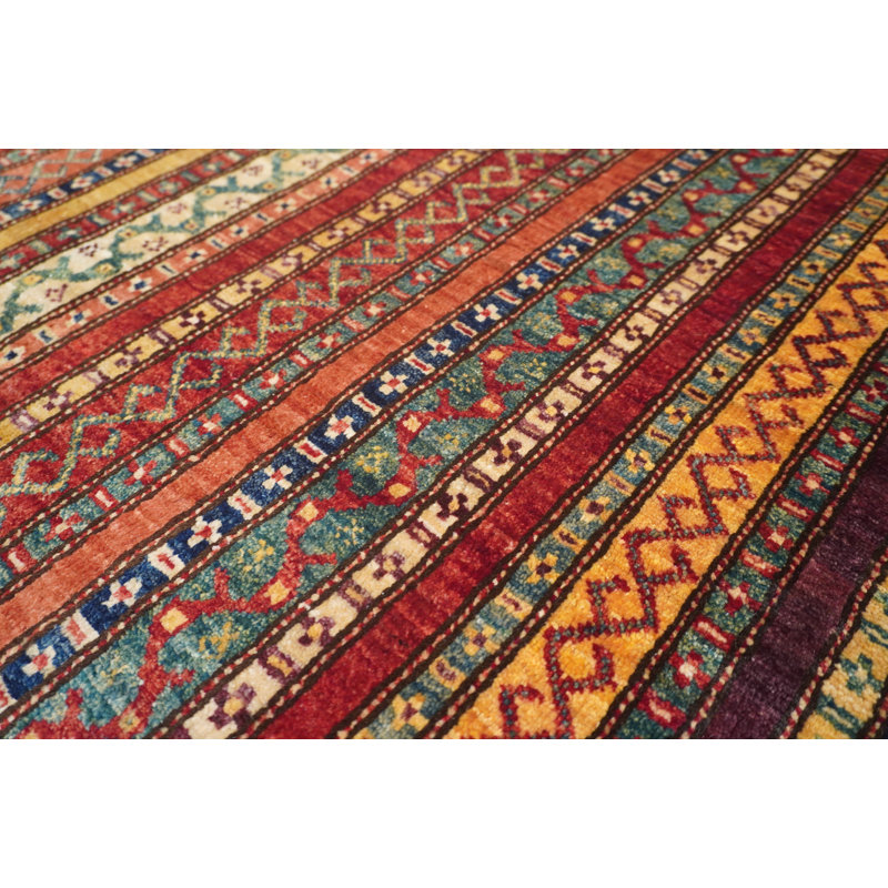 Aryana Wool Striped Area Rug in Red