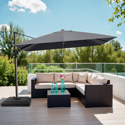 Demarea 12' x 9'' Rectangular Cantilever Umbrella, Counter Weights Included