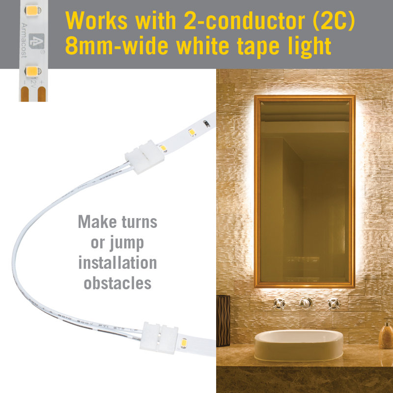 2 Pin Snap LED Strip Light Tape to Tape Connectors, 6 Pack
