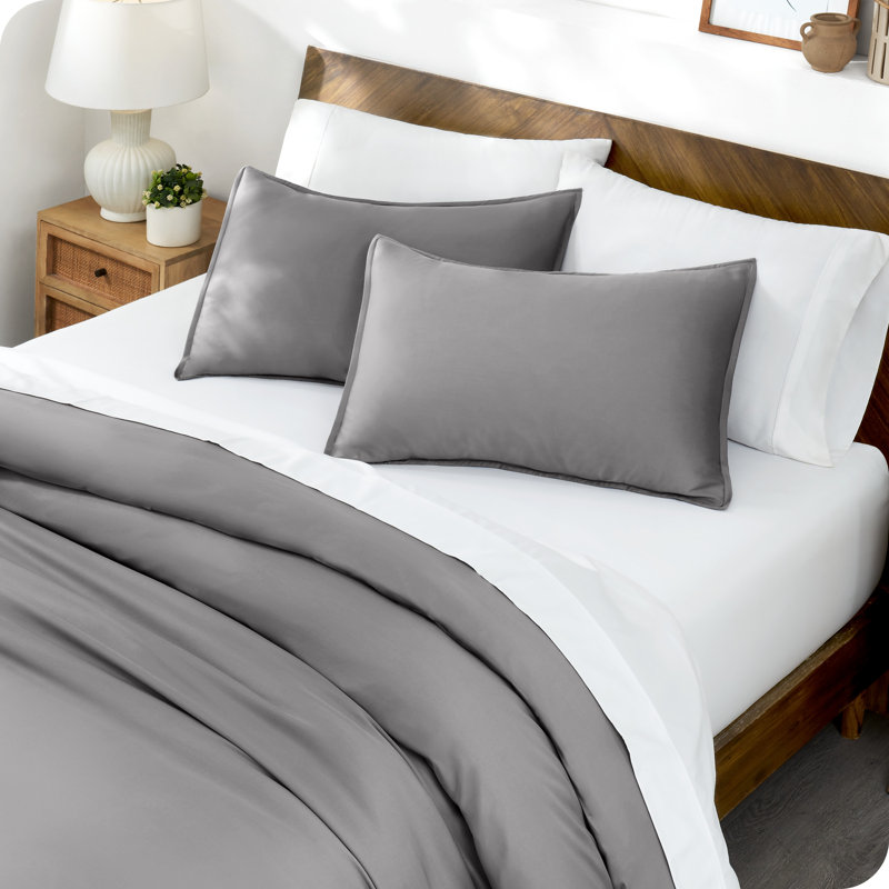 Twin/Twin XL Light Gray TENCEL Lyocell Duvet Cover Set