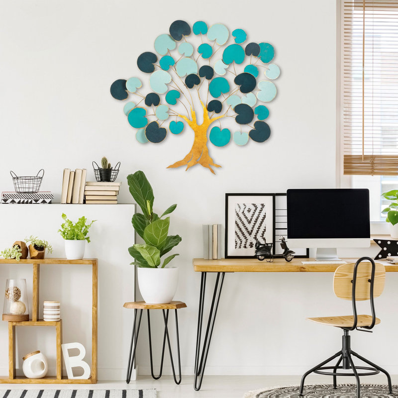 Nykeemah Hand-Painted Decorative Metal Wall Accessory, 43.3 x 41.3 inches | 100% Metal, Thickness: 0.06 inches | Unique Color Variations, Easy Wall Mount Design | Perfect for Living Room or Office Decoration