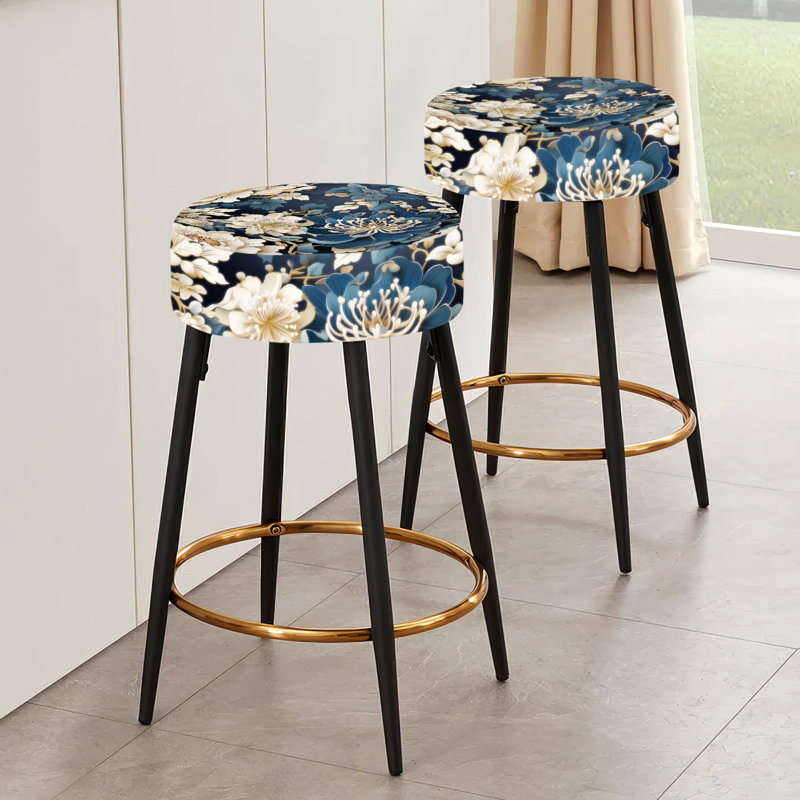 Ming Dynasty Reverence - Ensemble de 2 tabourets de bar orientaux