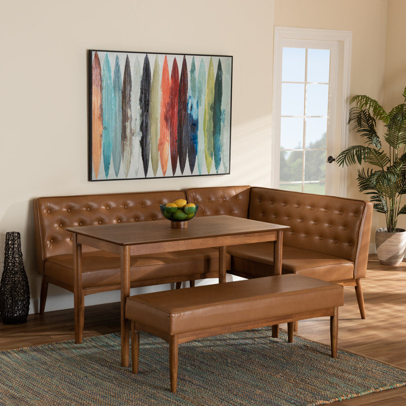 Cherianne 6 - Person Four Leg Dining Set, Tan/Walnut