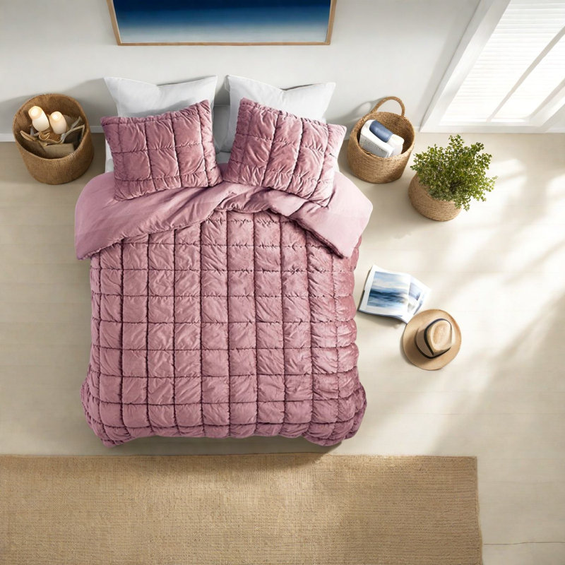 Ensemble de literie confortable en velours rose, taille simple avec un confort semblable à un nuage