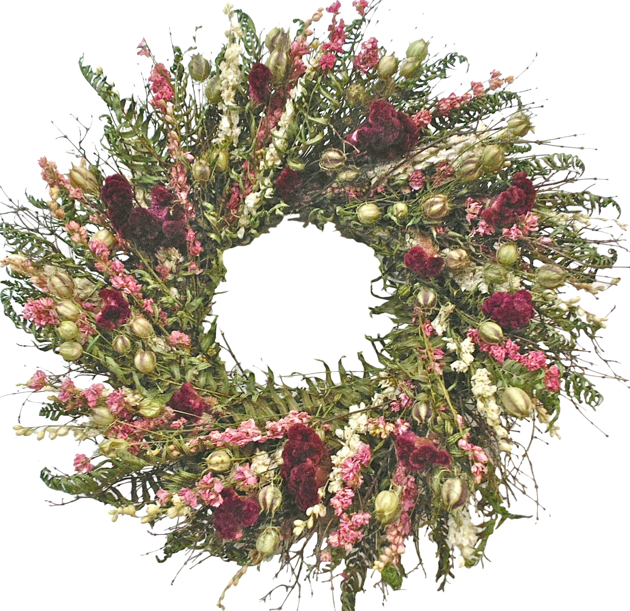 Dried Celosia Rowan Wreath