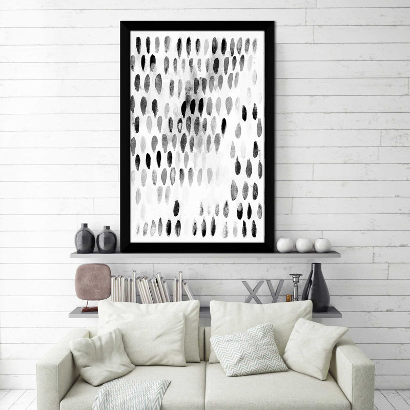 Motif de taches noires par Patricia Pinto - Peinture, Cadre noir, H 39,5 po x l 27,5 po x P 0,75 po