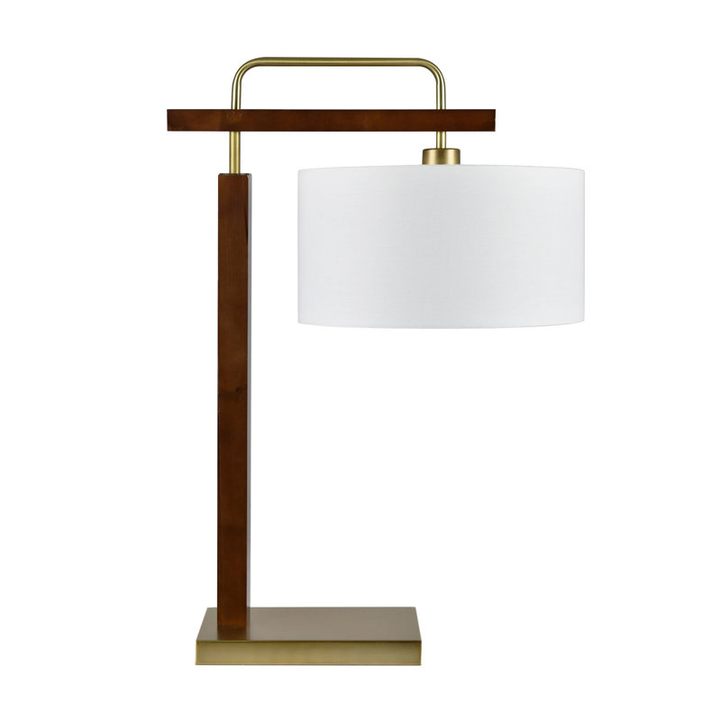 28" Metal Table Lamp With White Shade