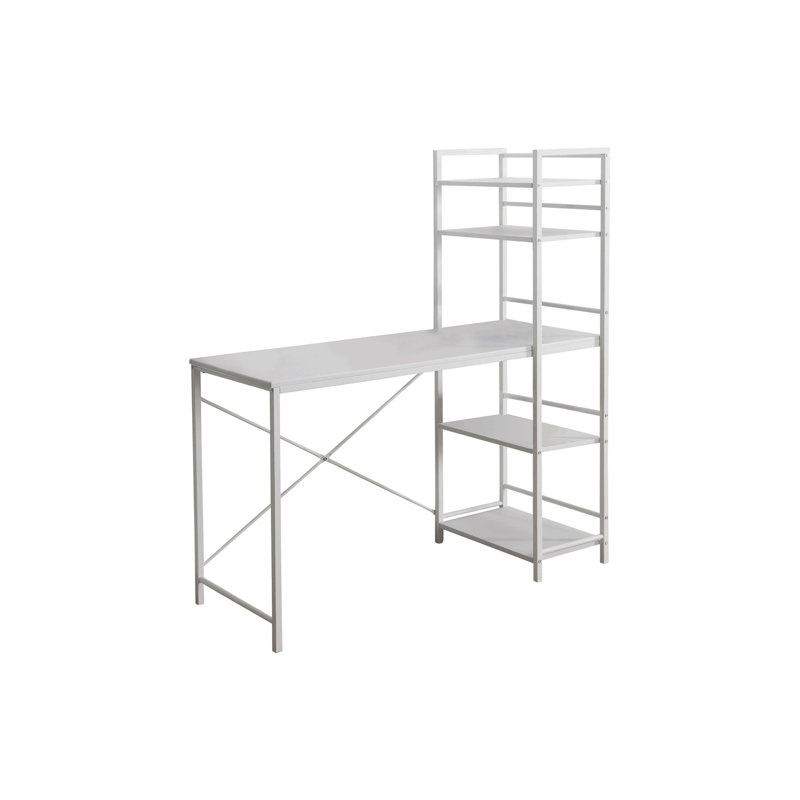 Bureau d'ordinateur, bureau personnel, ordinateur portable, tablettes de rangement, L 48 po, travail, stratifié blanc, stratifié blanc, contemporain, moderne