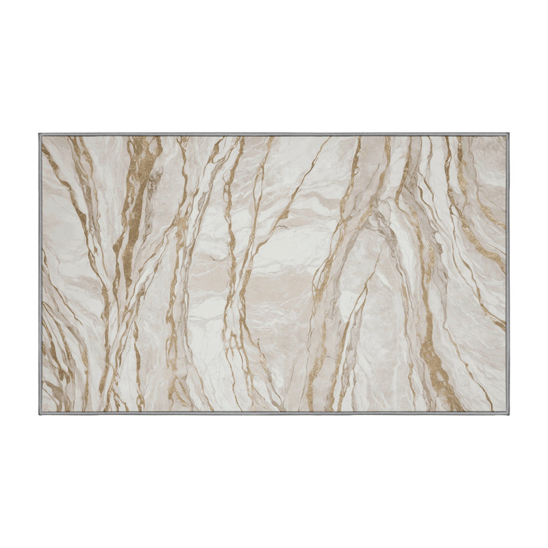 Machine Washable Gray Area Rug, Rectangle 3' x 5'