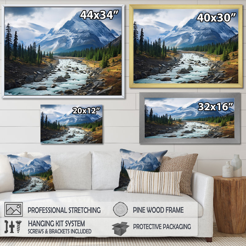 Canada Misty Mountain Majesty II - Canada, art mural, Cadre flottant noir, H 30 po x l 40 po x P 1,5 po