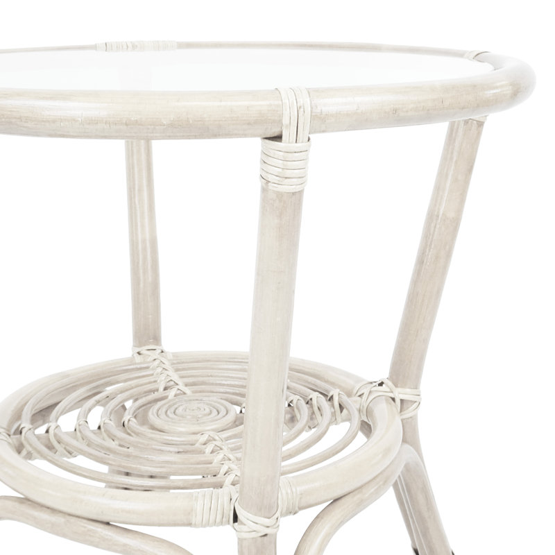 Eukleides Glass Tray Top End Table, White