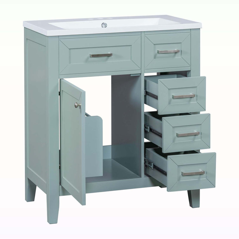 Bathroom Cabinet with Drawers,with Sink Combo, Green