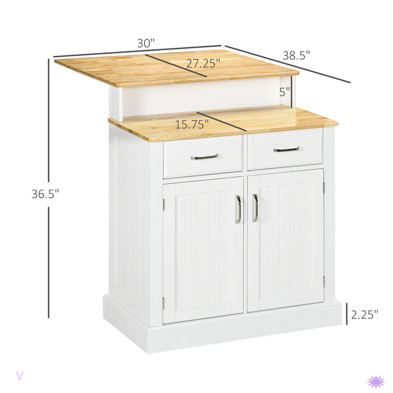 Îlot de cuisine avec plateau de rangement en bois et porte-serviettes