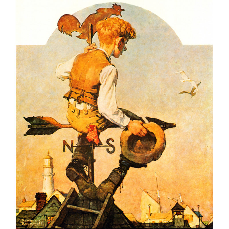«Under Sail» par Norman Rockwell, toile tendue avec châssis, H 18 po x l 13 po
