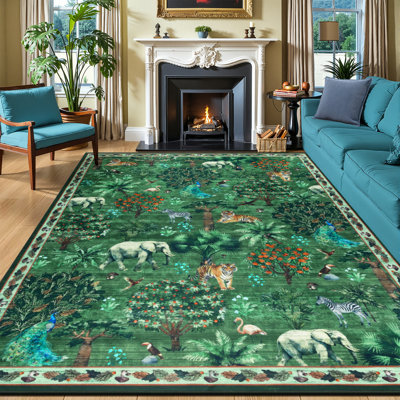 Woven Animal Plants Indoor & Outdoor Area Rug