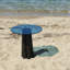 Table basse moderne, plateau 100% verre trempé, structure en hêtre, 19,7 po x 19,7 po x 19,7 po | Conception élégante noire et bleue, démontée pour une livraison facile | Idéal pour les salons contemporains et les espaces élégants-1199546212-1199546213