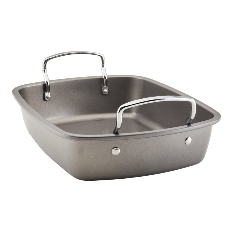 Circulon Total Bakeware Nonstick Roasting Pan / Roaster with Rack, 17-Inch x 13-Inch, Gray
