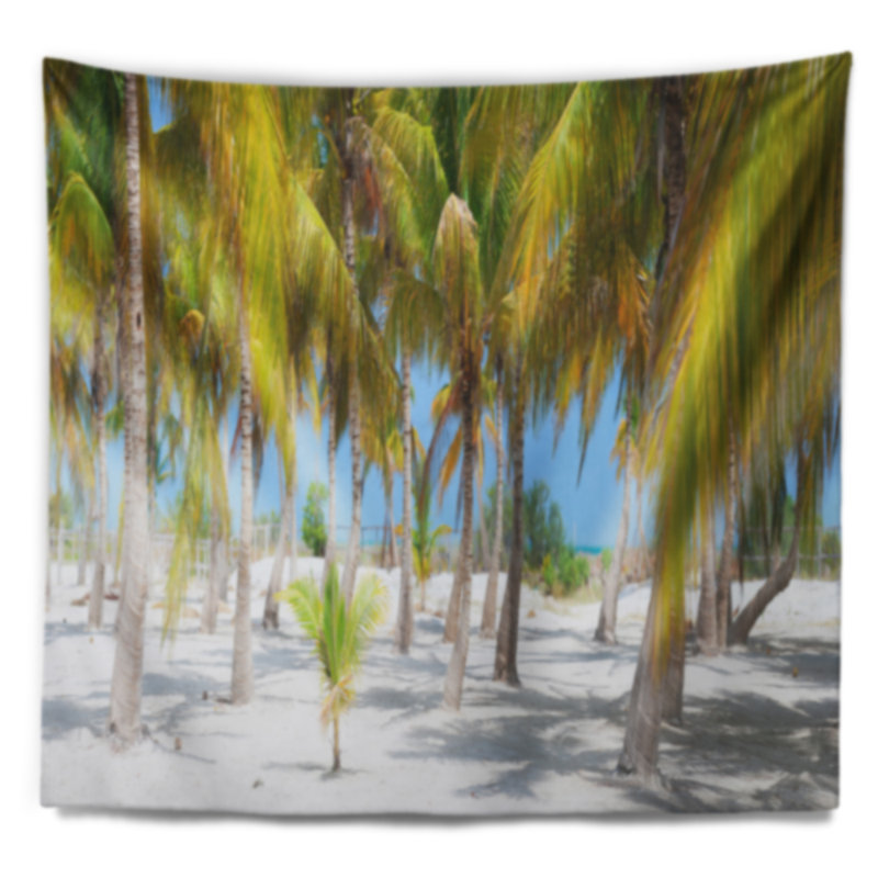 Paysage photographie palmiers tapisserie, H 32 po x l 39 po