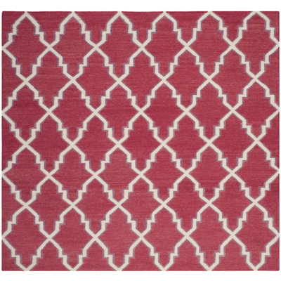 Tapis rouge / ivoire en laine / coton tissé à la main Stahl