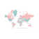Welcome To The World World Map In Coral And Teal by Blursbyai - Gallery-Wrapped Canvas Giclée on Canvas