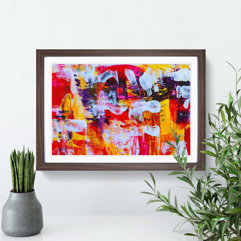 Abstract Art Painting Vol.350 by S.Johnson - Picture Frame Painting Print, Walnut Framed, 62cm H x 87cm W x 2cm D