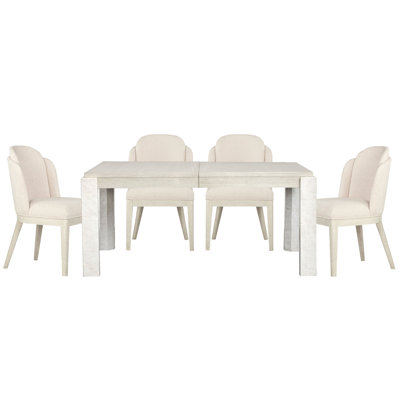 Extendable Rectangular Dining Table With 4 Host Chairs