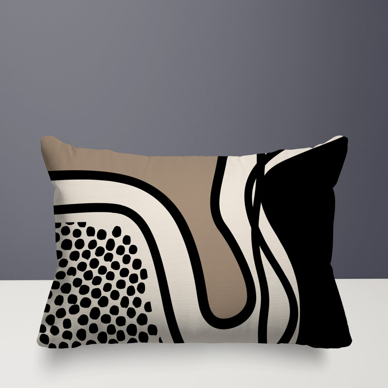 Coussin lombaire réversible intérieur / extérieur Jai Abstract, H 14 po x l 20 po, Beige