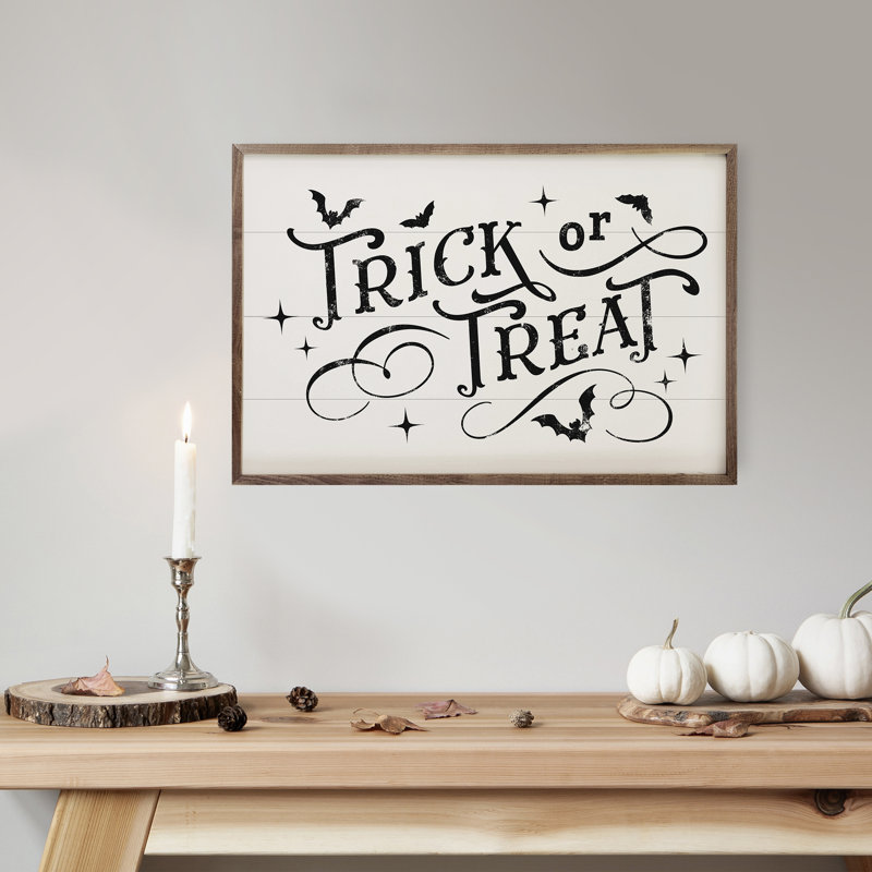 Trick Or Traite Bats And Curls - noir, L 16 po x H 10 po, Blanc / noir