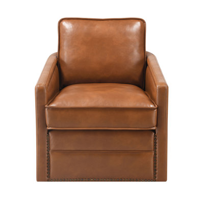 Brown Leather Aire Swivel Chair W/Glider