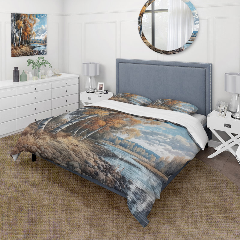 Ensemble de housse de couette en microfibre / polyester Forest And Pond Tranquility II Bedding