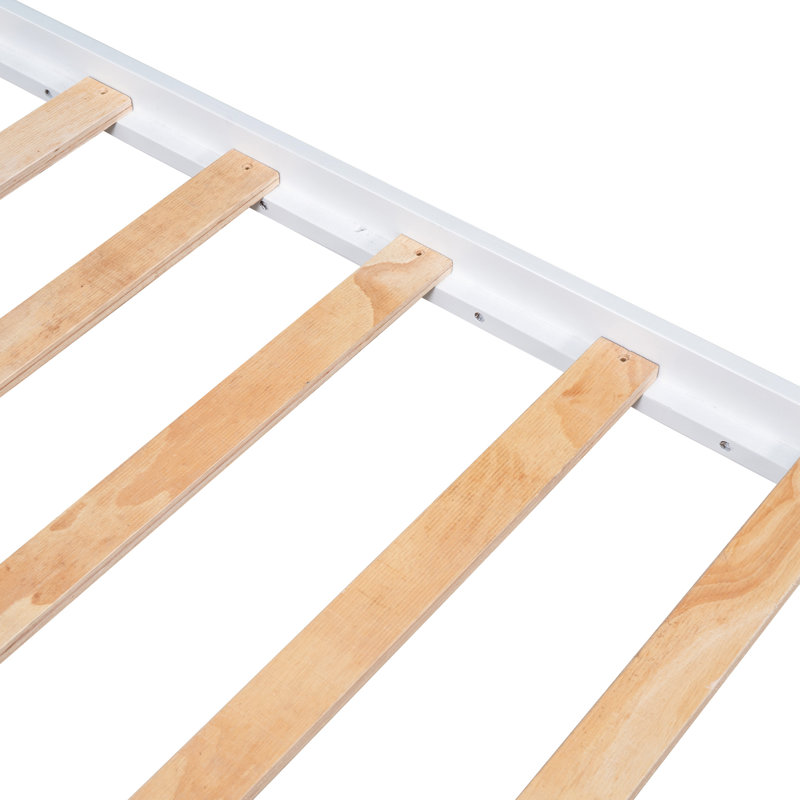 Structure de lit simple avec 3 tiroirs et fabrication en bois massif - Finition blanche pour toute plateforme avec 3 espaces de rangement
