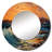 Orange Teal Lyrical Abstraction Lyrical Sunset - Lyrical Abstraction Wall Mirror, Orange Round Decorative Mirror, Printed Metal Art-99619566