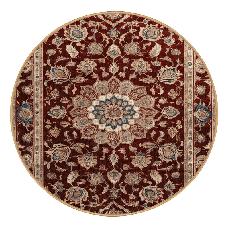 Tapis brun lavable à la machine, Rond 5 pi