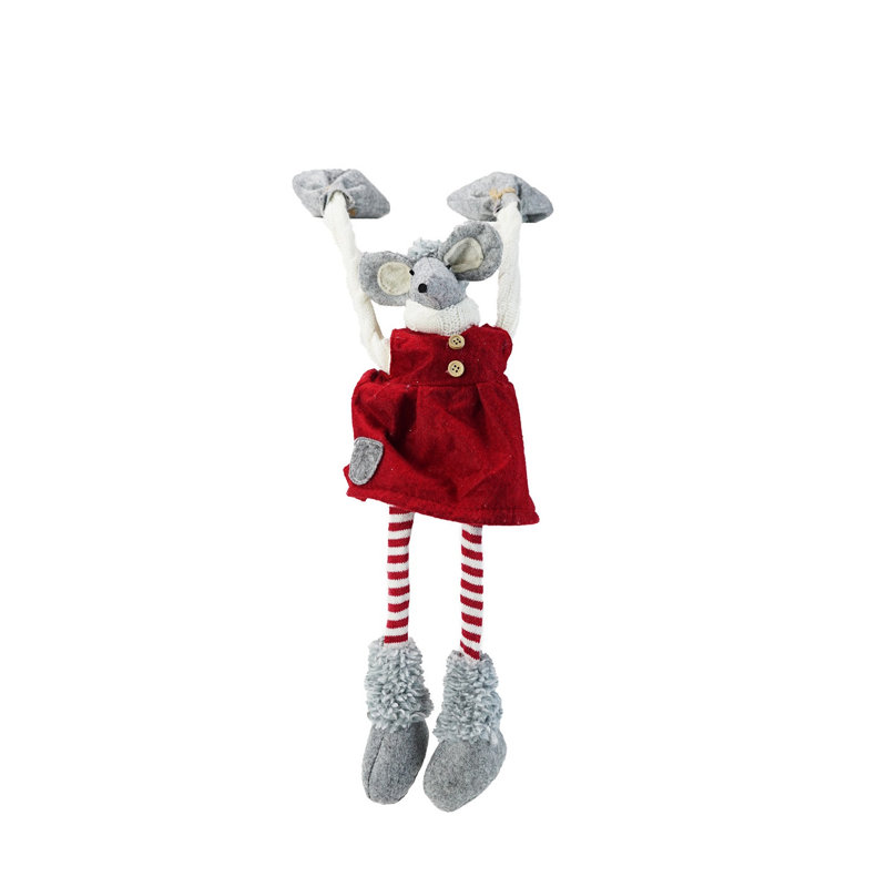 Décoration de Noël manteau de Noël 20 po rouge et gris Merry Mouse