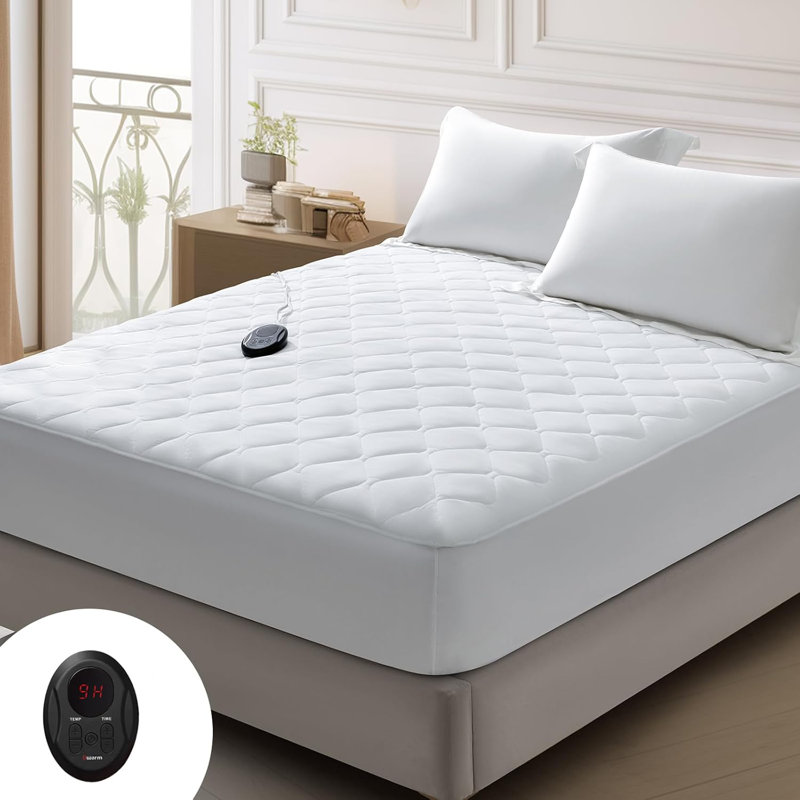 Premium Quilted Heated Mattress Pad, Bed Warmer, 9 Heat Settings, 1-12 Hours Auto Off, Soft and Cozy, Deep Pocket, Fast Heating, Machine Washable