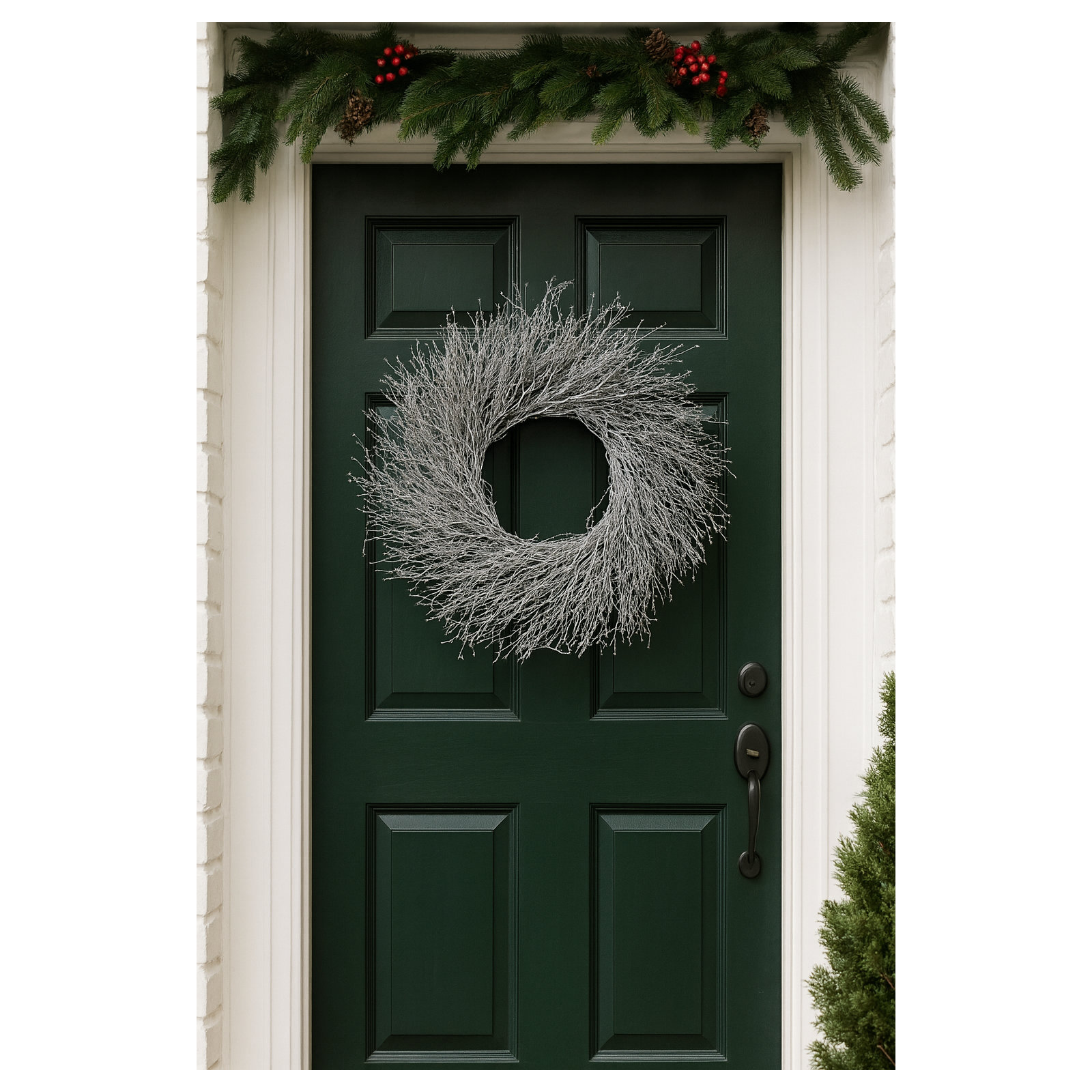 22'' Handcrafted Dried Twig Wreath, Silver