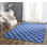 Tapis géométrique beige / bleu foncé en laine et coton tissé à la main Emek