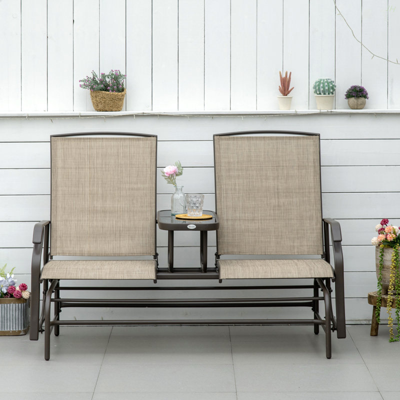 Banc oscillant avec table centrale Outsunny, Brown
