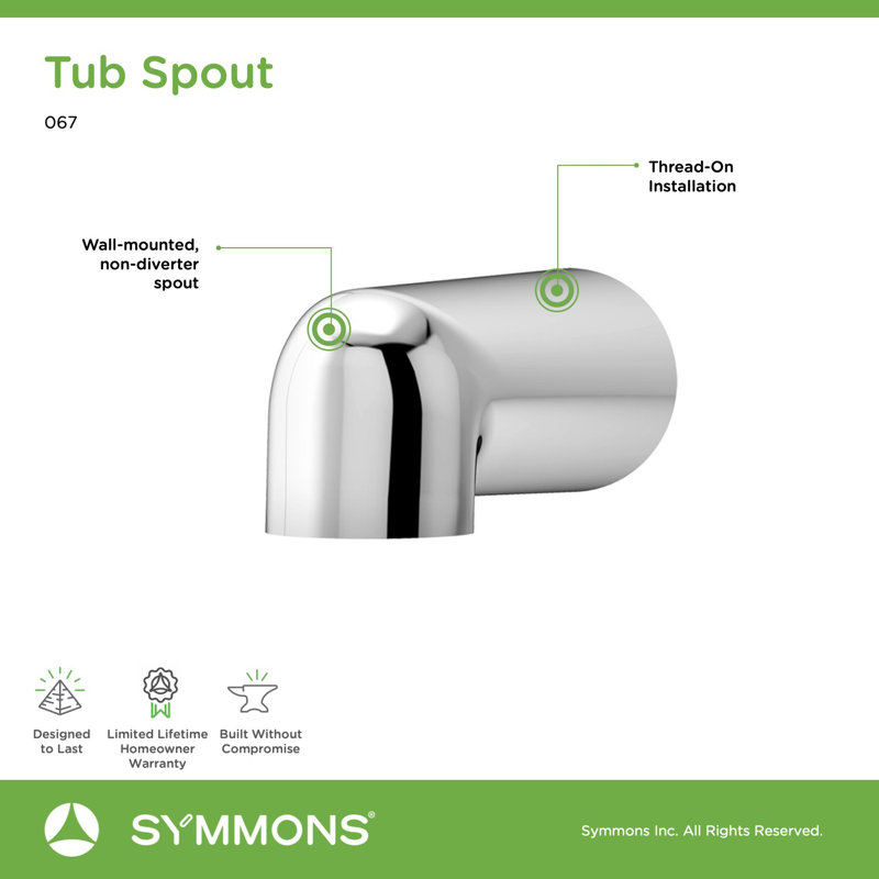 Dia Non Diverter Wall Mounted Tub Spout, Chrome