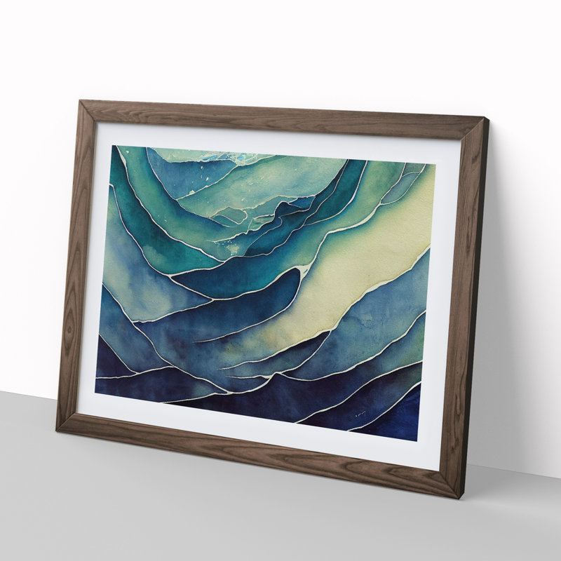 Abstract Ocean Vol.1 - Framed Print, 46cm H x 64cm W x 2cm D, Walnut