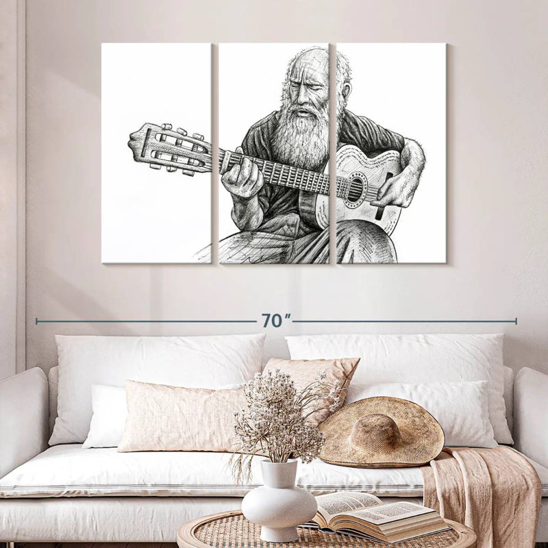 Abarca Old Man Playing, 32" H x 50" W