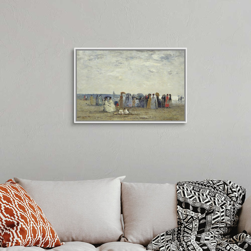 «Swimmers on Trouville Beach, 1869» par Eugene Louis Boudin - reproduction d'art sur toile, H 22 po x l 32 po x P 1,75po