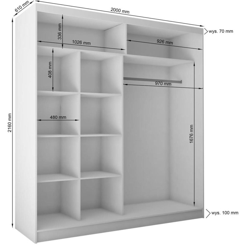 Bubik 2 Door Sliding Wardrobe, White
