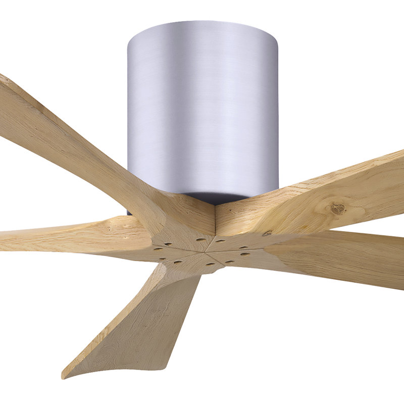 60" Irene 5-Blade Hugger Ceiling Fan with Wall Remote, Textured Bronze, 52", Light Maple Tone