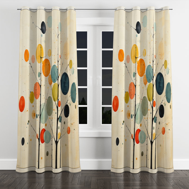 Beige Mid Century Minimalist Masterpiece - Minimalism Grommet Curtain - Velvet Room Darkening - 1 Panel, 52" W x 90" L