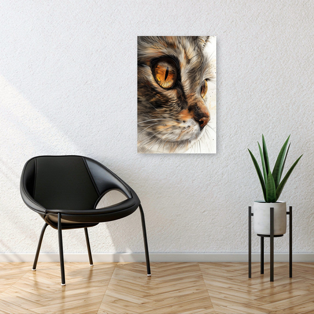 Intense Feline Gaze Contemporary Cat Wall Art Print
