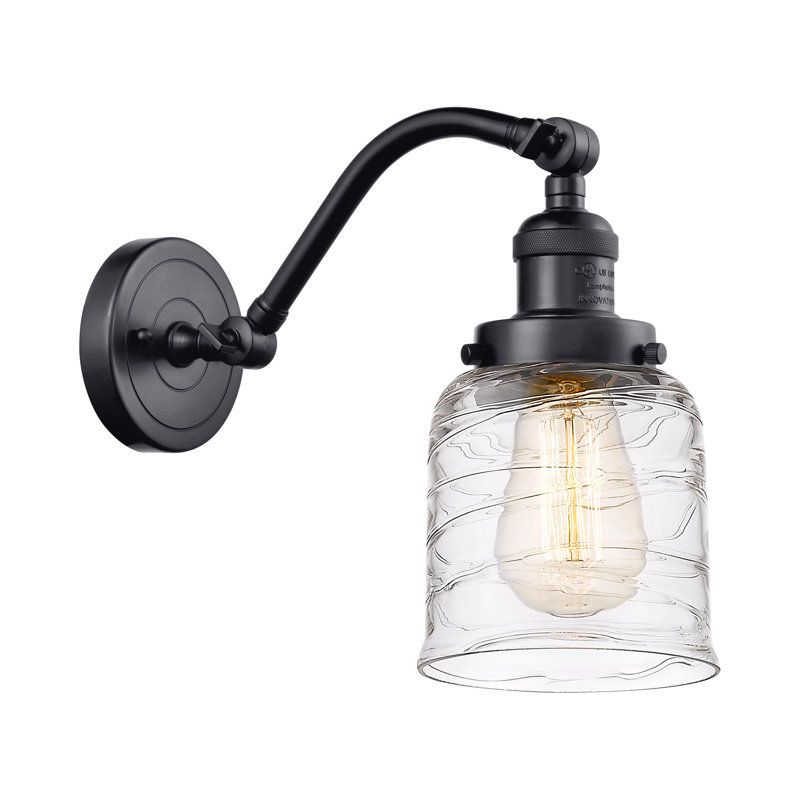 Applique murale 1 lumière 5 po Bell, Ampoule à DEL rétro de 6 watts, Clair, Noir mat