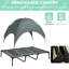 Lit pour bébé surélevé portable gris de 48 po avec filet de protection et lit de chien gris