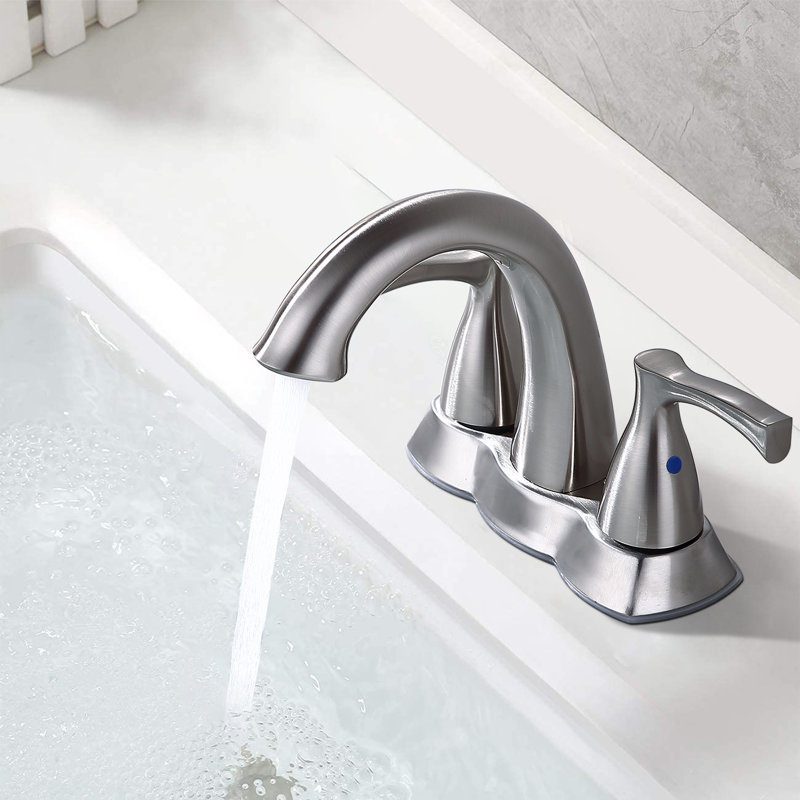 4 Inch Centerset Bathroom Sink Faucet With Pop Up Drain, Brushed Nickel